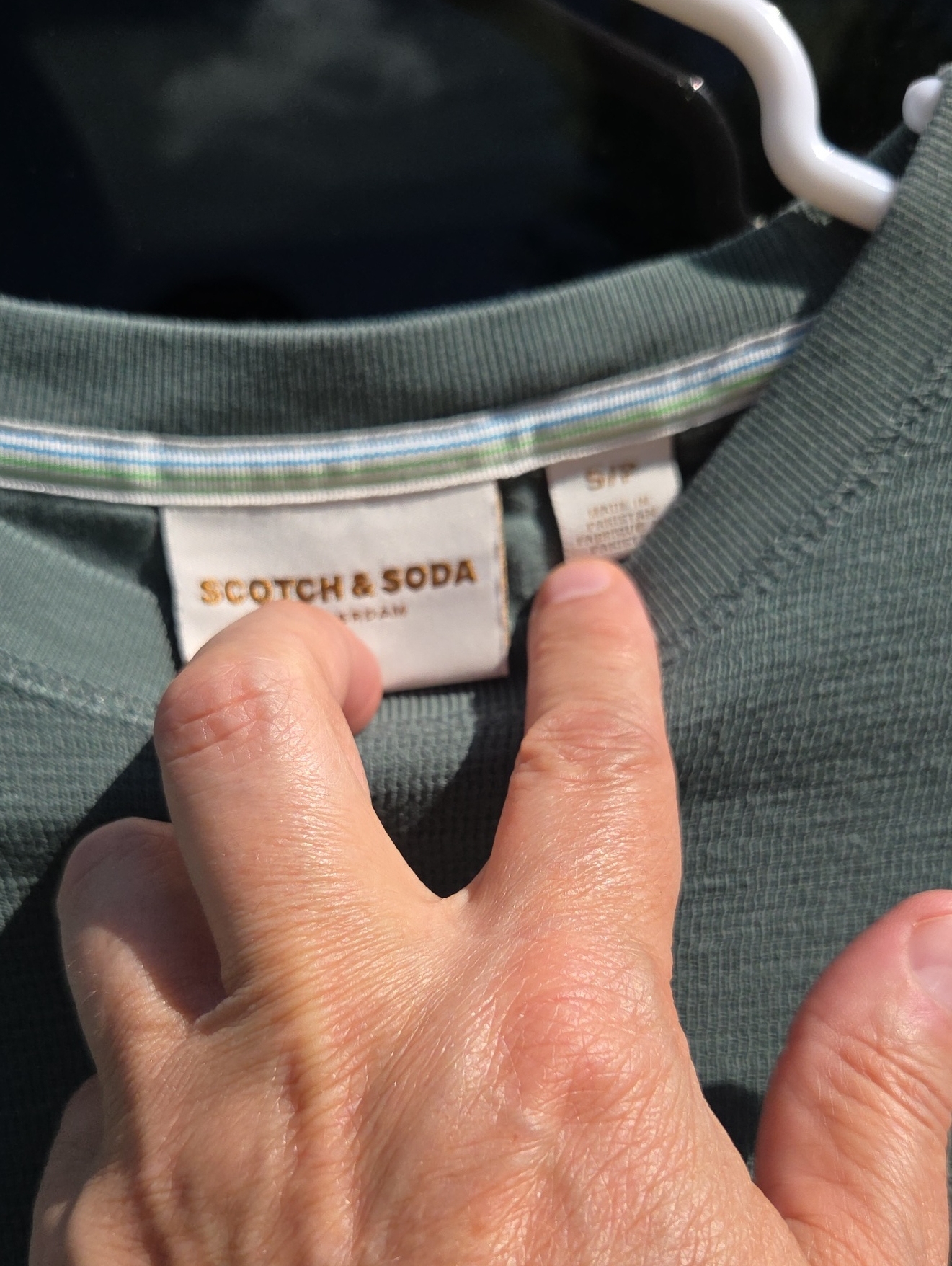 Scotch & Soda Olive-Green Ribbed Crewneck Tee